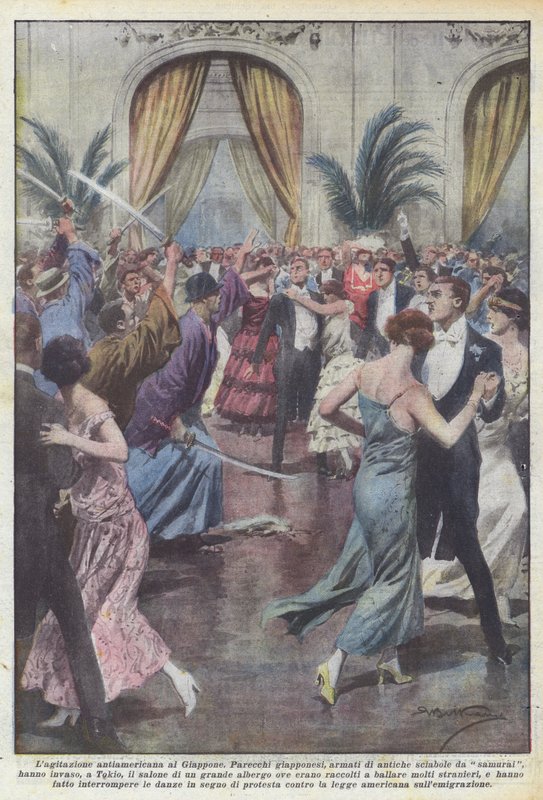 Antyamerykańska agitacja do Japonii autorstwa Achille Beltrame
