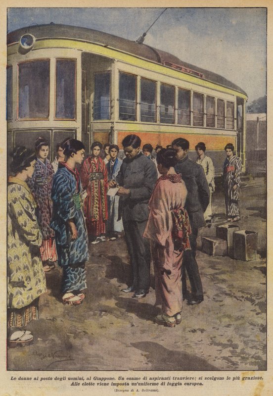 Kobiety zamiast mężczyzn, do Japonii autorstwa Achille Beltrame