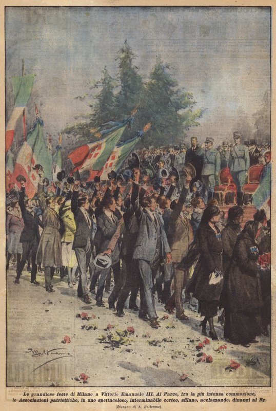 Wspaniałe święta Mediolanu dla Vittorio Emanuele III autorstwa Achille Beltrame