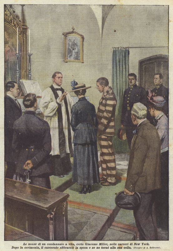 Ślub dożywotniego więźnia Giacomo Millera w nowojorskich więzieniach autorstwa Achille Beltrame