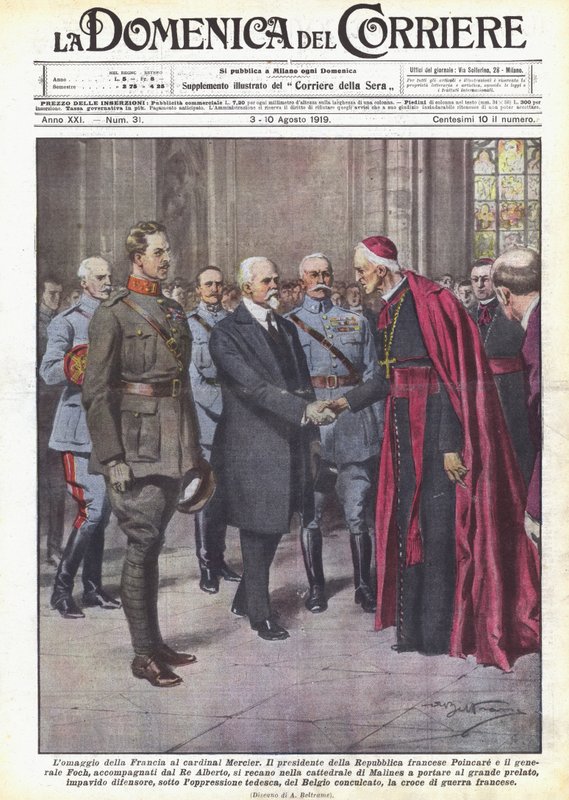 Hołd Francji dla kardynała Mercier autorstwa Achille Beltrame