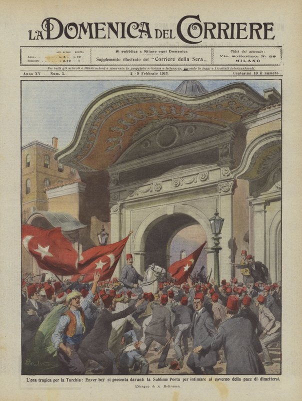 Tragiczna godzina dla Turcji, Enver bey pojawia się przed Wzniosłą Portą na zamówienie? autorstwa Achille Beltrame