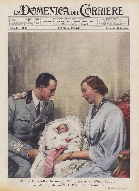 Maria Gabriella, nowa księżna dynastii Savoy, wśród dostojnych rodziców książąt Piemontu autorstwa Achille Beltrame