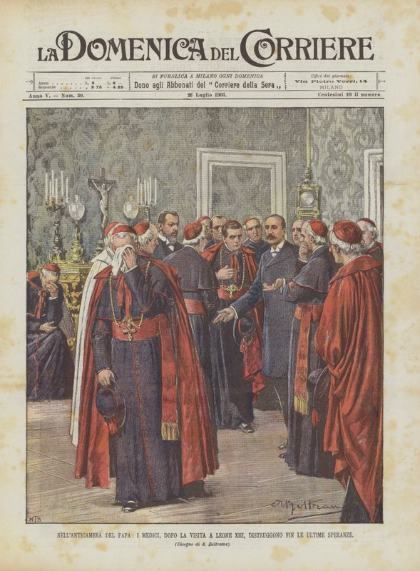 W przedsionku Papieża Medyceusze po wizycie u Leona XIII niszczą ostatnie nadzieje autorstwa Achille Beltrame