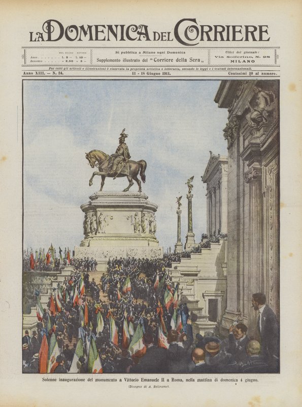 Uroczysta inauguracja pomnika Vittorio Emanuele II w Rzymie, rano w niedzielę 4 czerwca autorstwa Achille Beltrame