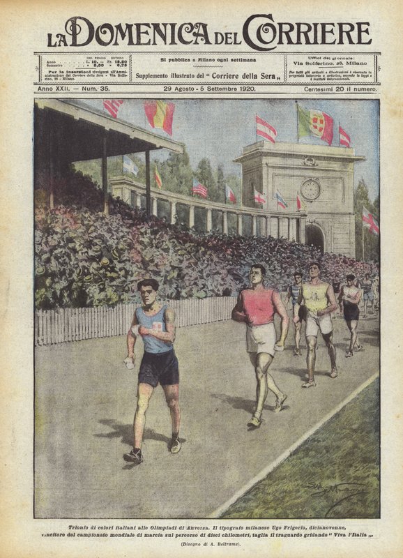 Triumf włoskich barw na Igrzyskach Olimpijskich w Antwerpii autorstwa Achille Beltrame