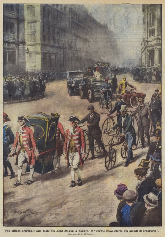Oryginalna parada podczas uroczystości Lord Mayor w Londynie, procesja historii transportu autorstwa Achille Beltrame