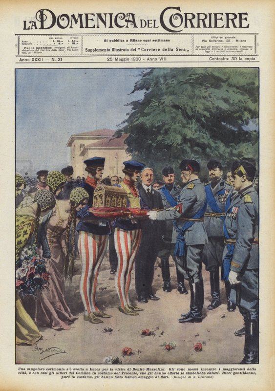 Wyjątkowa ceremonia, jeśli odbędzie się w Lukce z okazji wizyty Benito Mussoliniego autorstwa Achille Beltrame