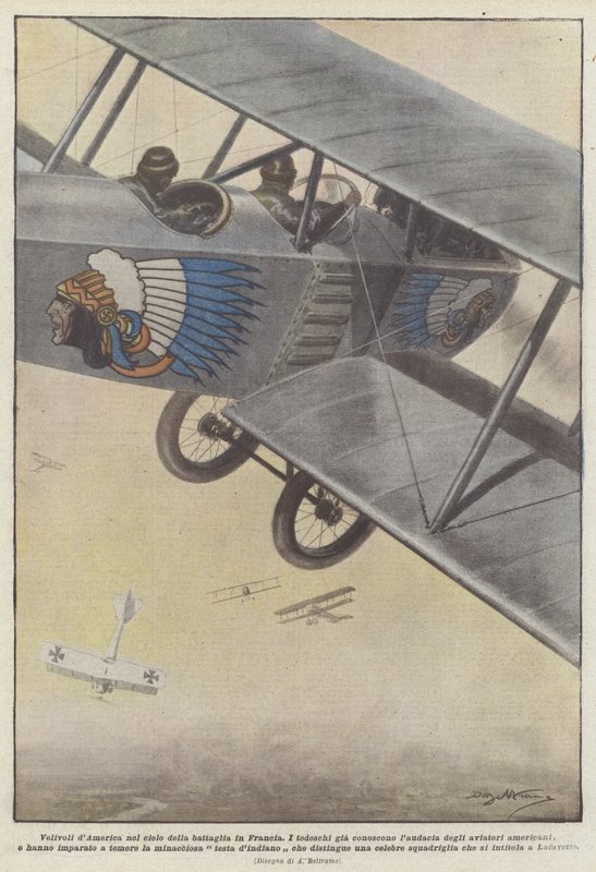 Samoloty Ameryki na niebie bitwy we Francji autorstwa Achille Beltrame