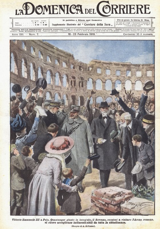 Vittorio Emanuele III w Puli autorstwa Achille Beltrame