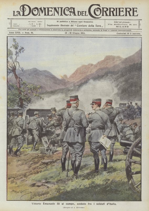 Vittorio Emanuele III w polu, żołnierz wśród żołnierzy Włoch autorstwa Achille Beltrame