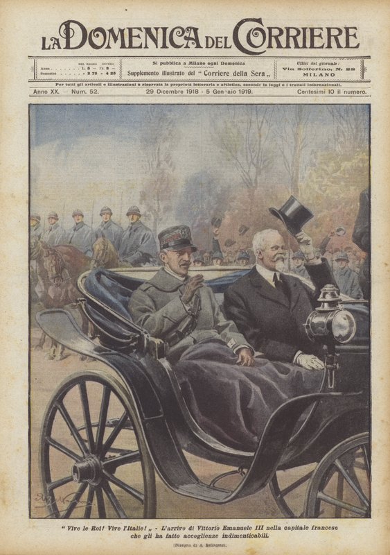 Niech żyje król! Niech żyją Włochy! Przybycie Vittorio Emanuele III do stolicy Francji, że on? autorstwa Achille Beltrame