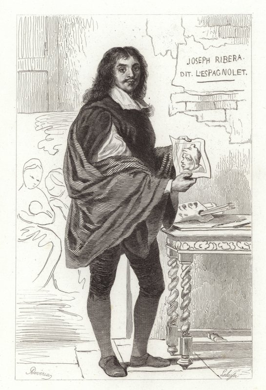 Jusepe de Ribera, hiszpański malarz znany również jako Jose de Ribera, Giuseppe Ribera i Joseph Ribera autorstwa Achille Devéria