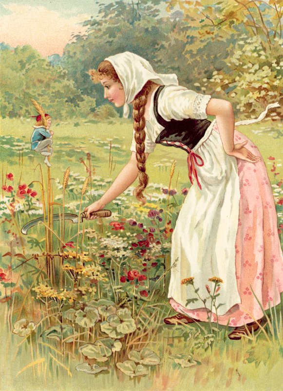 Hop-o-My-Thumb i służąca-pokojówka (chromolitho) autorstwa Ada Dennis
