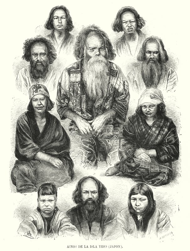 Ajnów z północnej Japonii (lito) autorstwa Adolf Neumann