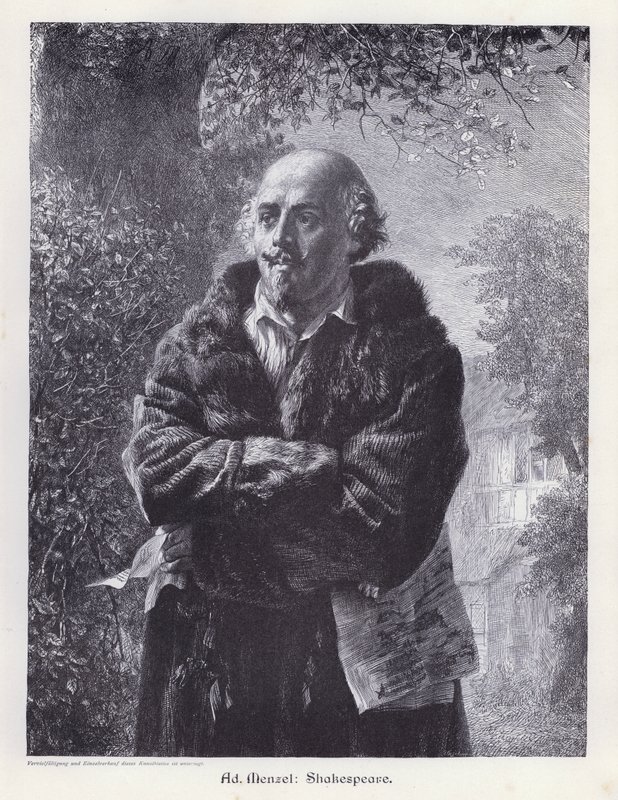 William Shakespeare , angielski dramaturg (grafika) autorstwa Adolph Friedrich Erdmann von (after) Menzel