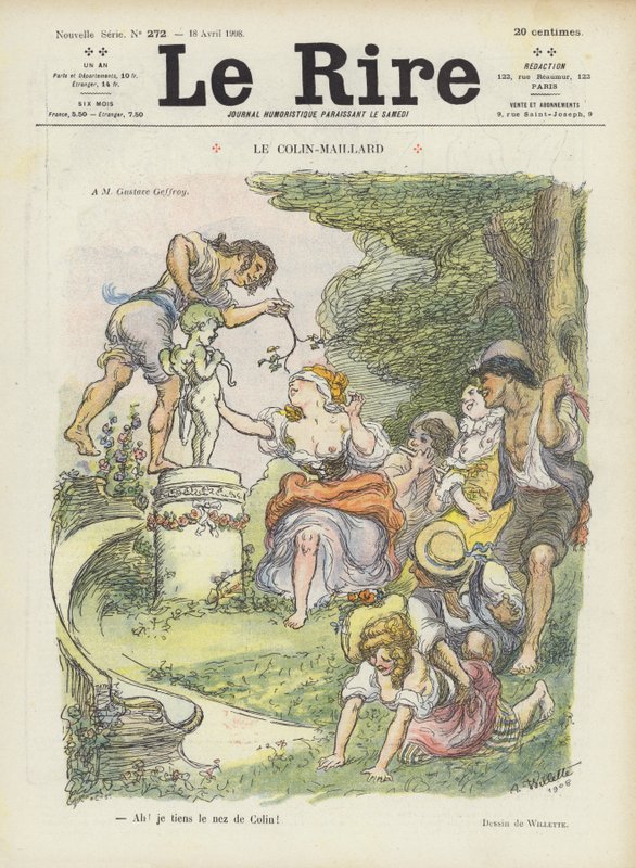 Wzmocnienie niewidomych mężczyzn. Ilustracja do Le Rire autorstwa Adolphe Leon Willette