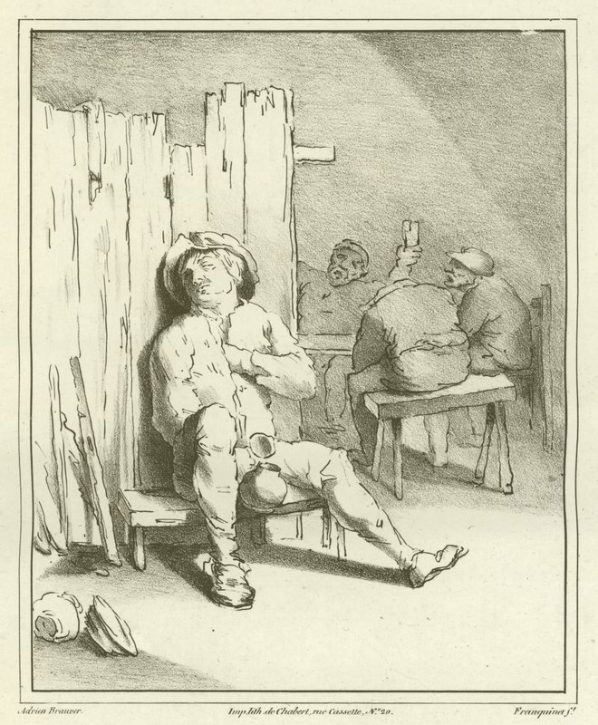 Śpiący pijak autorstwa Adriaen Brouwer