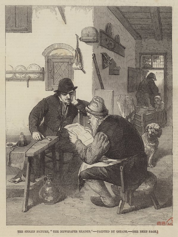 Czytelnik gazety autorstwa Adriaen Jansz. van Ostade