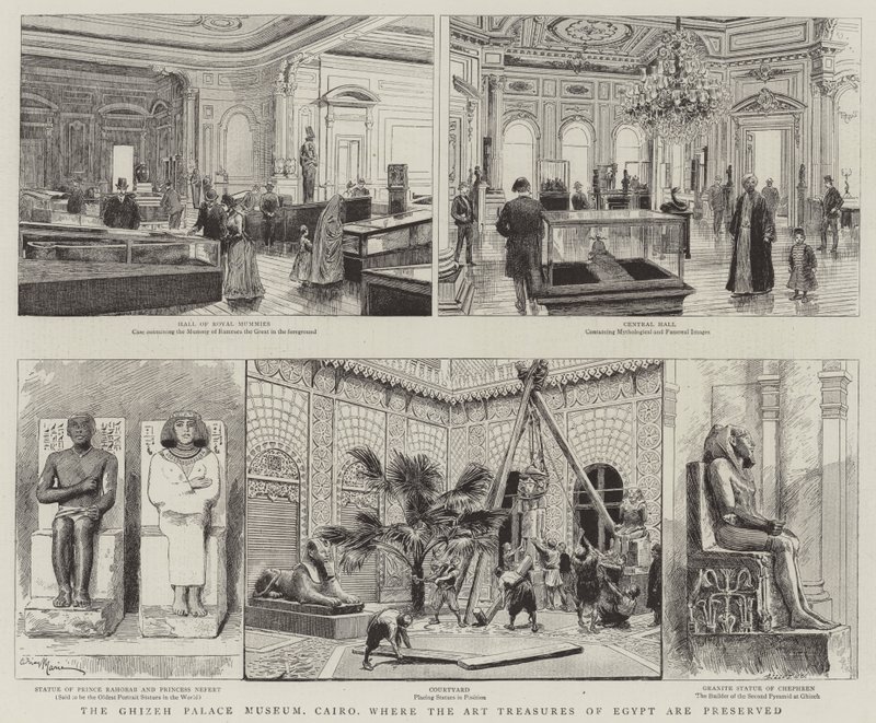 Muzeum Pałacowe Ghizeh, Kair, gdzie przechowywane są skarby sztuki egipskiej autorstwa Adrien Emmanuel Marie