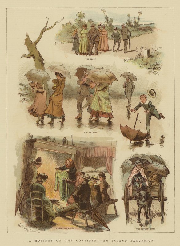 Wakacje na kontynencie, wycieczka w głąb lądu (chromolitho) autorstwa Adrien Emmanuel Marie