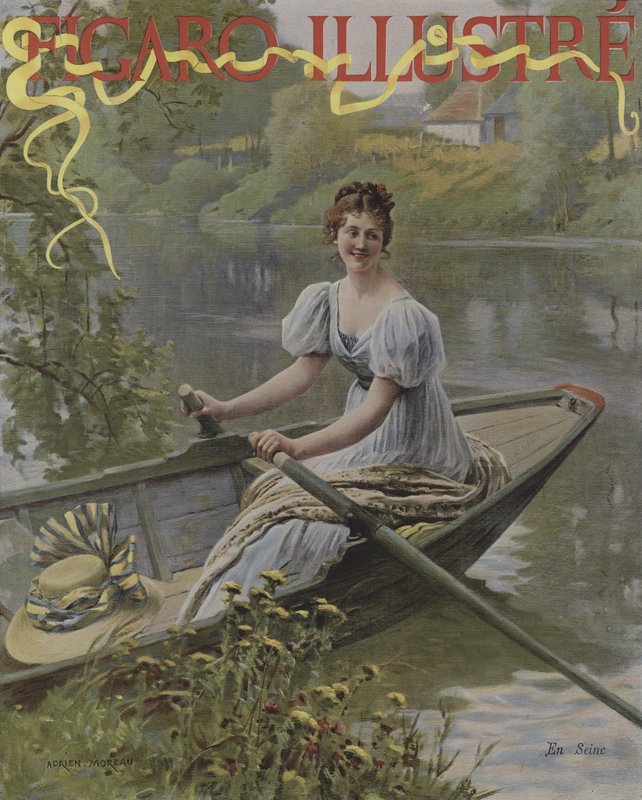 En Seine (Nad Sekwaną). Okładka Le Figaro Illustre, lipiec 1895 autorstwa Adrien Moreau