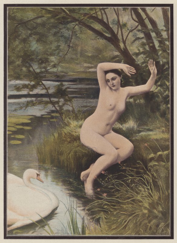 Leda, spartańska księżniczka z mitologii greckiej (kolor lito) autorstwa Albert (after) Aublet