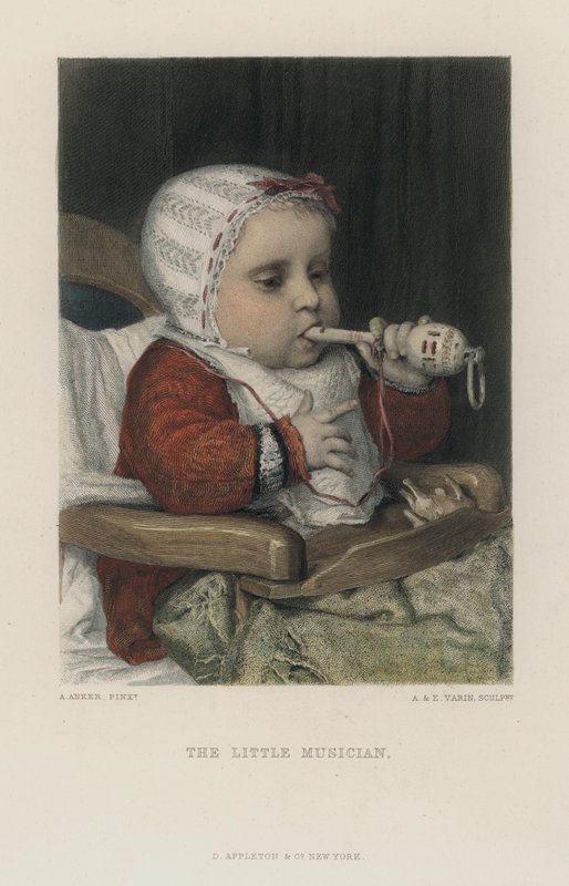 Mały Muzyk (kolorowy grawerunek) autorstwa Albert Anker