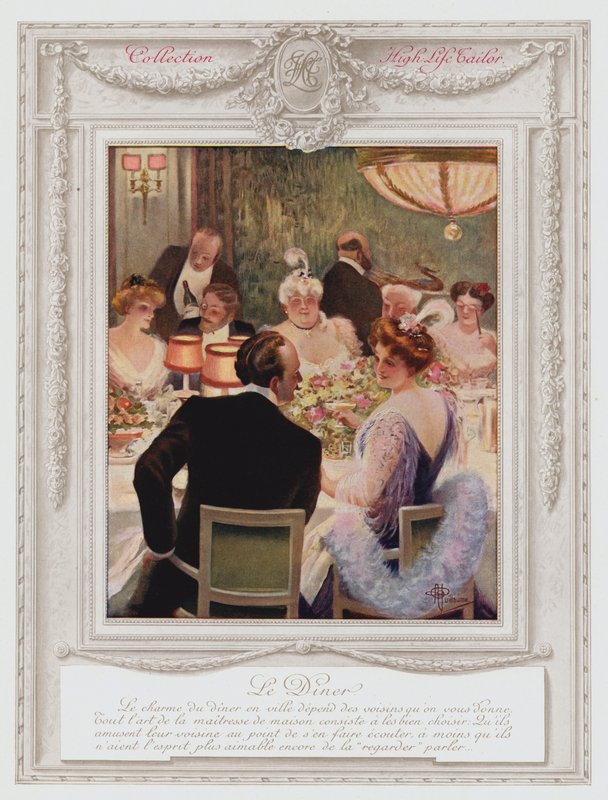 Belle Epoque Paris, Modna dama na kolacji (kolor lito) autorstwa Albert Guillaume