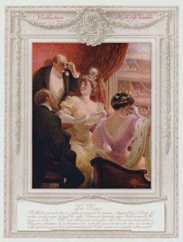 Belle Epoque Paryż, Modna dama w pudełku w teatrze autorstwa Albert Guillaume