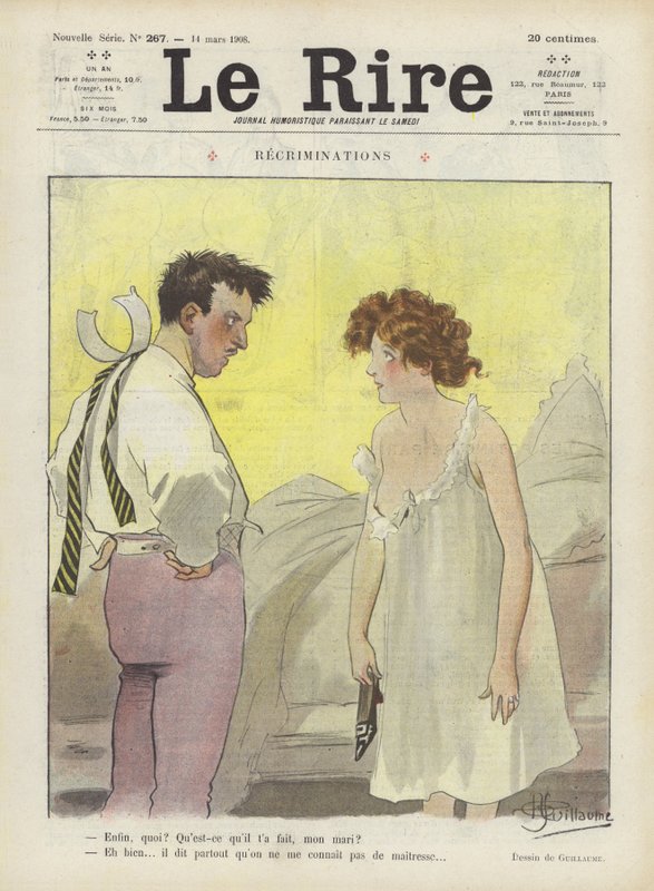 Oskarżenia. Ilustracja do Le Rire autorstwa Albert Guillaume