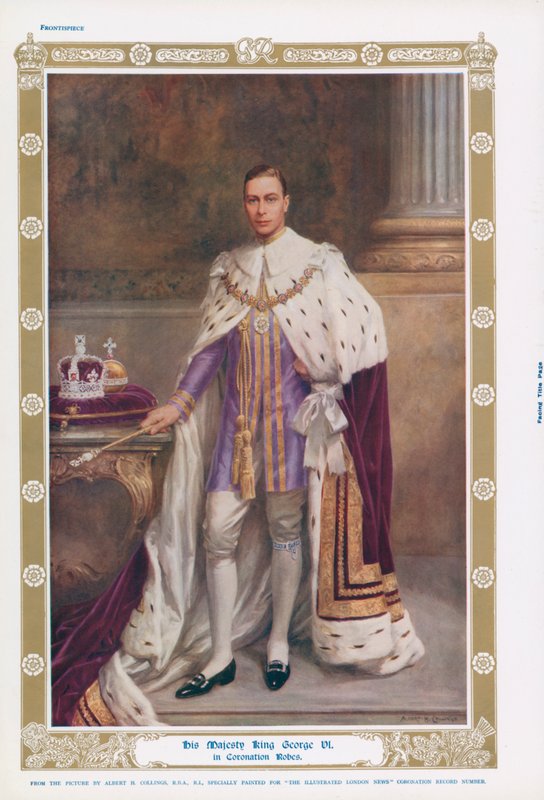 Król Jerzy VI w szatach koronacyjnych (kolor lito) autorstwa Albert Henry (after) Collings