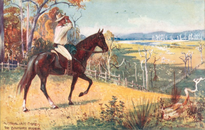 Typy australijskie: Boundary Rider (color litho) autorstwa Albert Henry Fullwood