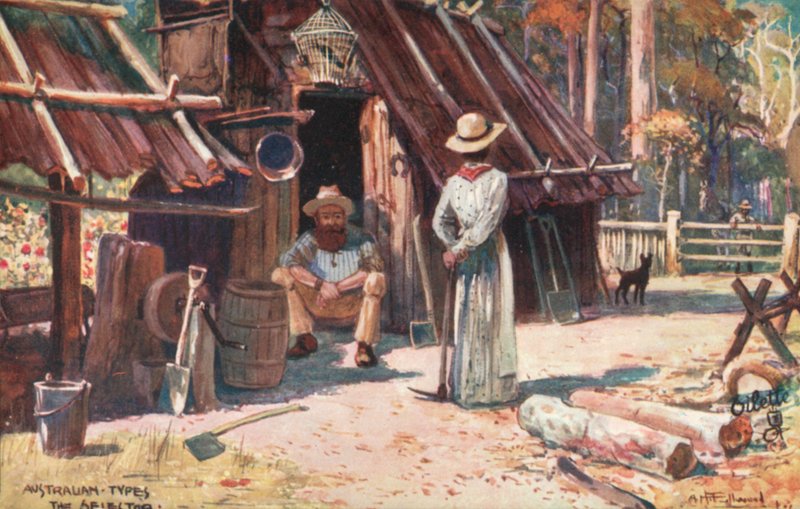 Typy australijskie: The Selector (kolorowa litografia) autorstwa Albert Henry Fullwood