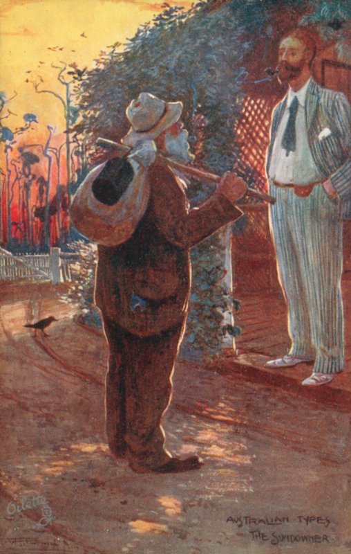 Typy australijskie: The Sundowner (kolorowa litografia) autorstwa Albert Henry Fullwood