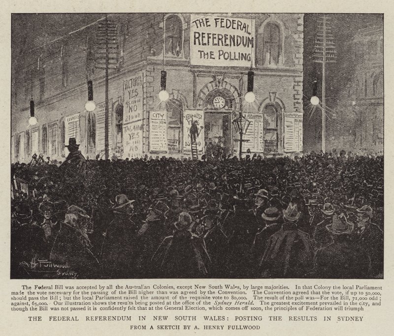 Referendum federalne w Nowej Południowej Walii, publikowanie wyników w Sydney autorstwa Albert Henry Fullwood