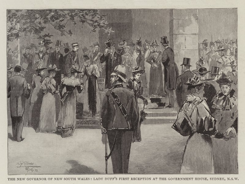 Przyjęcie dla nowej gubernator Nowej Południowej Walii, Lady Duff w Government House, Sydney, Nowa Południowa Walia autorstwa Albert Henry Fullwood
