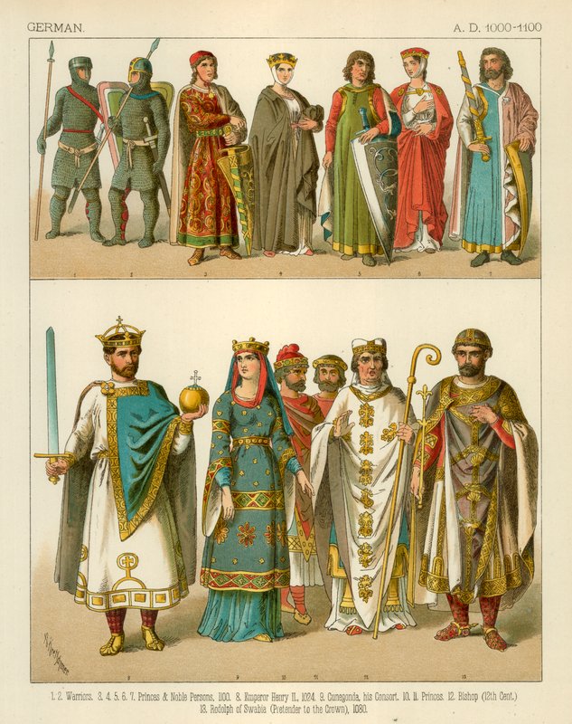 Niemiecki kostium 1000-1100 AD autorstwa Albert Kretschmer
