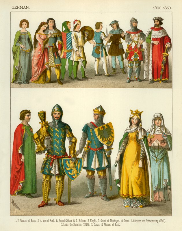 Niemiecki kostium 1300-1350 autorstwa Albert Kretschmer