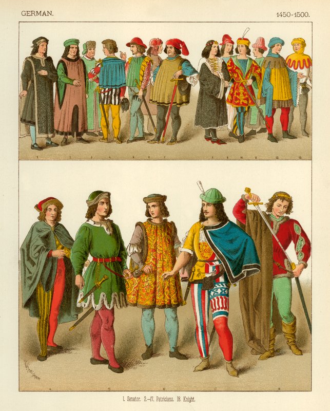 Niemiecki kostium 1450-1500 autorstwa Albert Kretschmer
