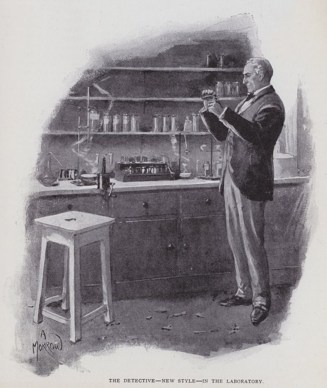 Detektyw, nowy styl, w laboratorium (lito) autorstwa Albert Morrow