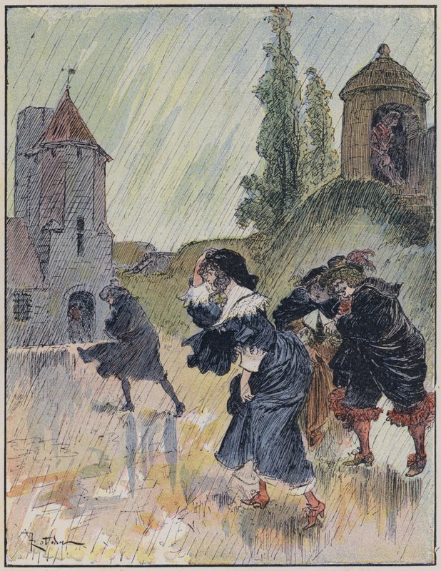 Ilustracja do Le Capitaine Bellormeau autorstwa i zilustrowana przez A Robidę (kolor lito) autorstwa Albert Robida