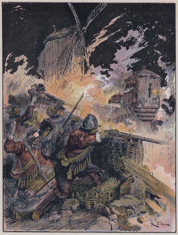 Ilustracja do Le Capitaine Bellormeau autorstwa i zilustrowana przez A Robidę (kolor lito) autorstwa Albert Robida