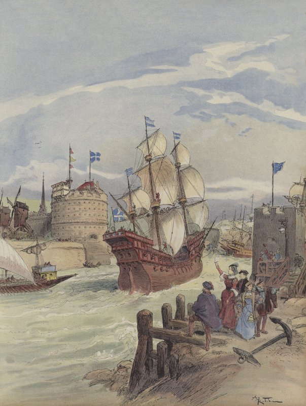 Flota królewska w Le Havre, La belle Francoise autorstwa Albert Robida