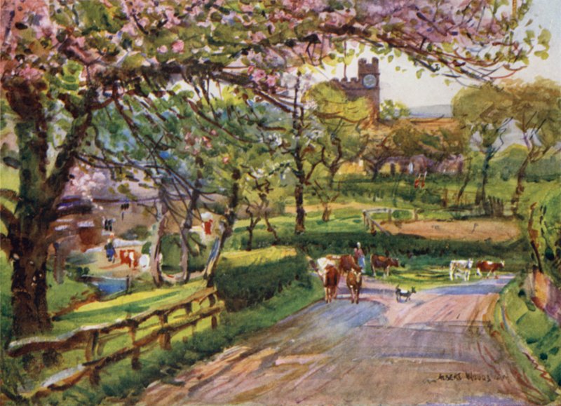 Samlesbury, w Lower Ribblesdale (kolor litho) autorstwa Albert Woods