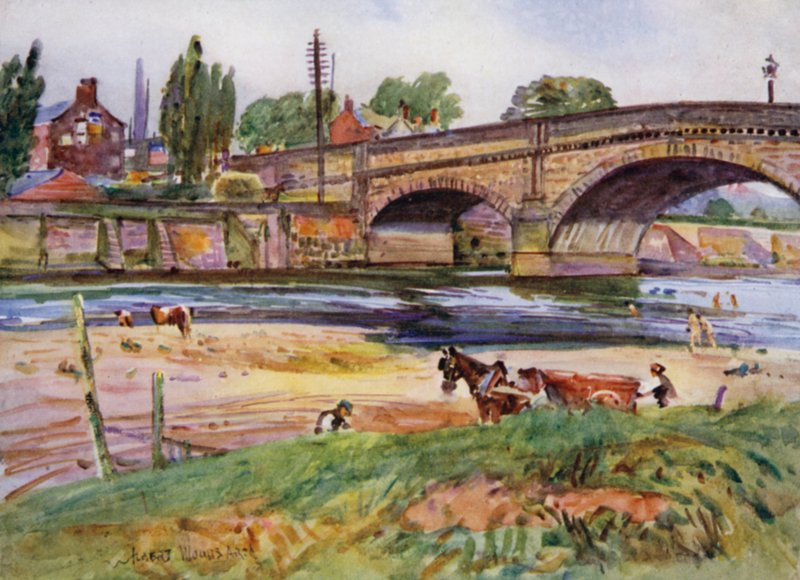 Walton-le-Dale, most (kolor lito) autorstwa Albert Woods
