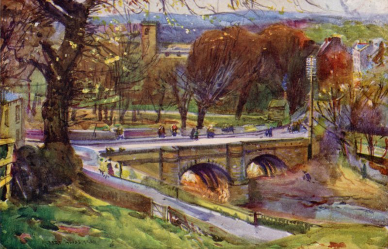 Whalley, Kościół i Wieś (kolor lito) autorstwa Albert Woods