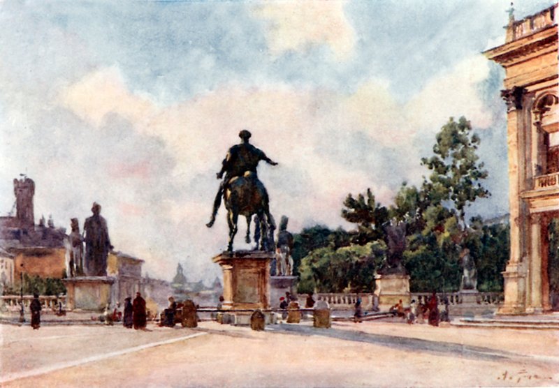 Spiżowa statua Marka Aureliusza na Kapitolu autorstwa Alberto Pisa