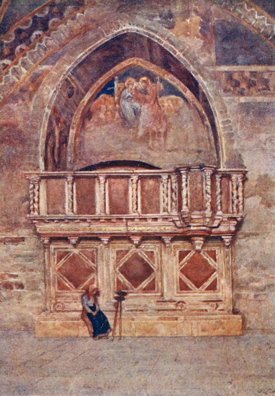 Ambona, dolny kościół, S Francesco, Asyż (kolorowa litografia) autorstwa Alberto Pisa