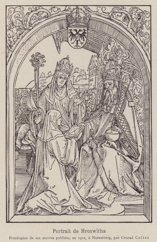 Hrotsvitha z Gandersheimu autorstwa Albrecht (after) Durer or Duerer
